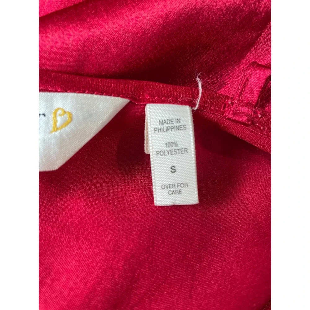 Victorias Secret Vintage 90s‎ Red Satin Chemise Ruffle Nightie Small 08-98